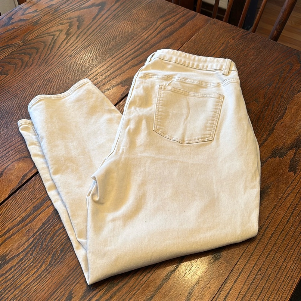 Talbots curvy fit cream ankle jeans in 18W